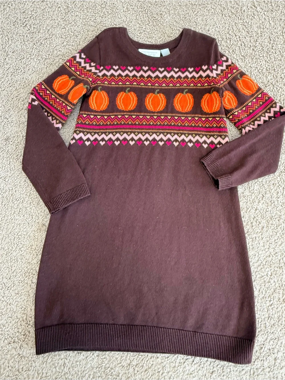 The Children’s Place Girls 5T Pumpkin Fair Isle Sweater Dress